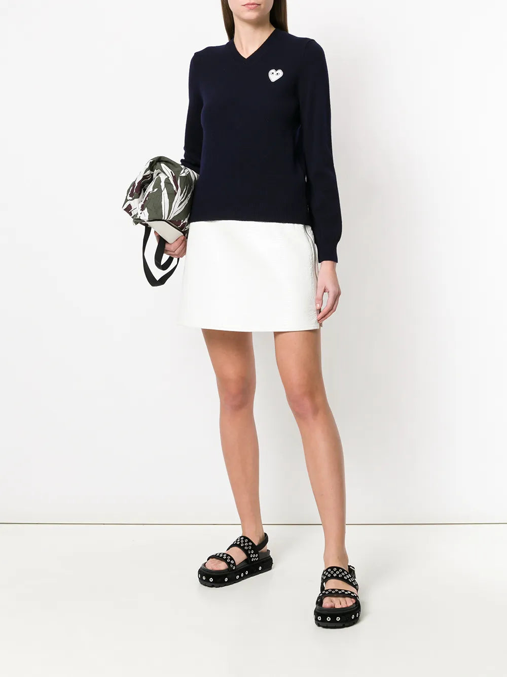 V-Neck Heart-Logo Sweater