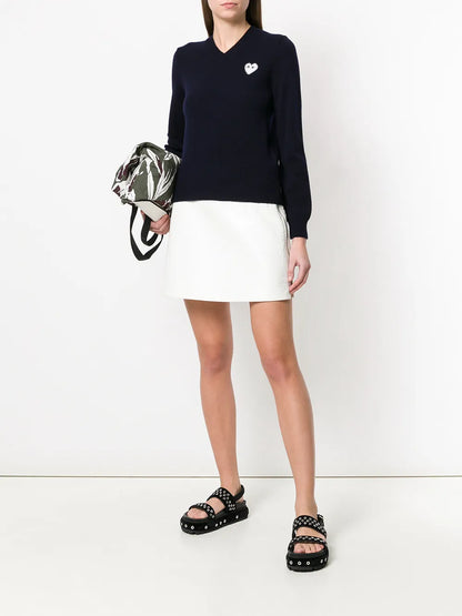 V-Neck Heart-Logo Sweater