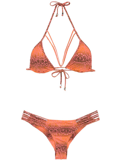 Printed Triangle Top Bikini Set