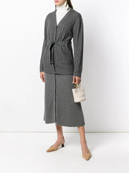 Cashmere Blend Cable Knit Cardigan