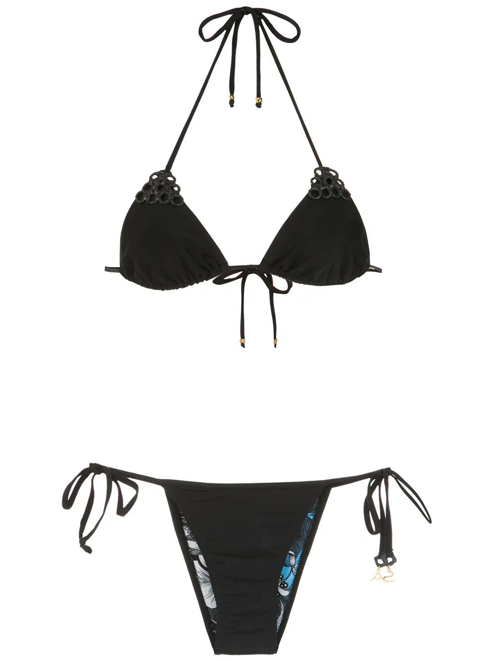 Embellished Triangle Top Bikini Set