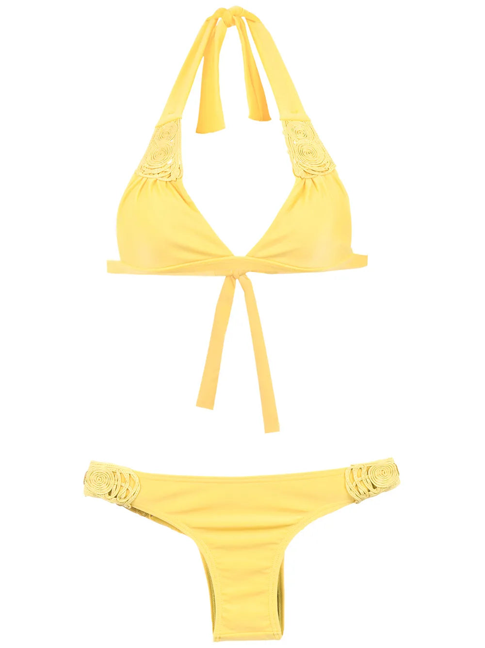 Textured Triangle Top Bikini Set