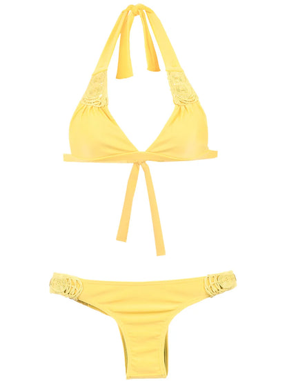 Textured Triangle Top Bikini Set
