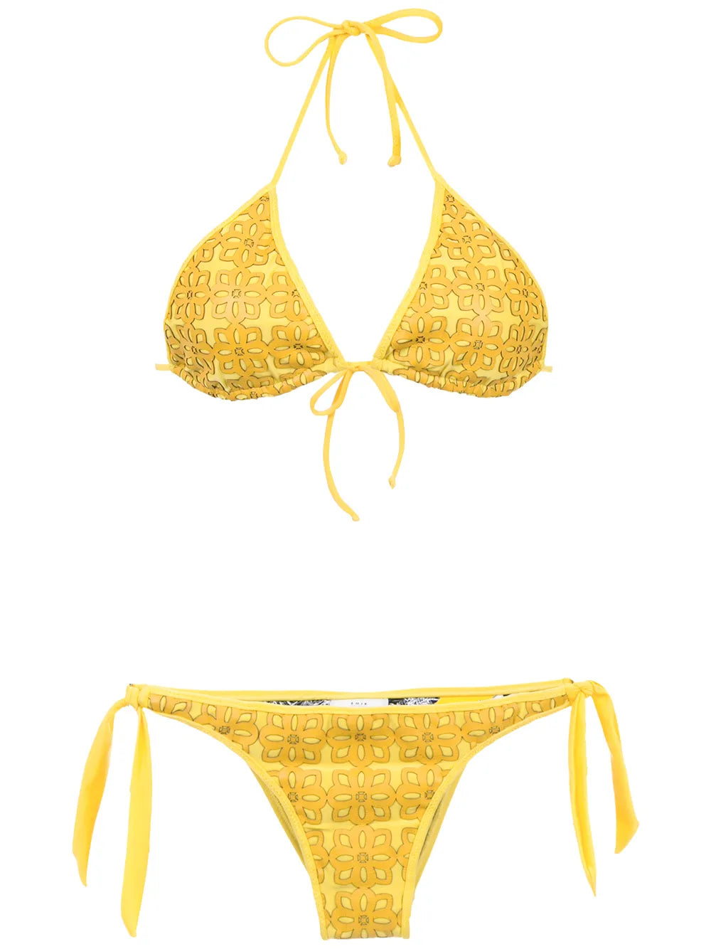 Textured Triangle Top Bikini Set