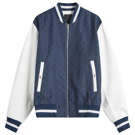 Mixed Material Varsity Jacket