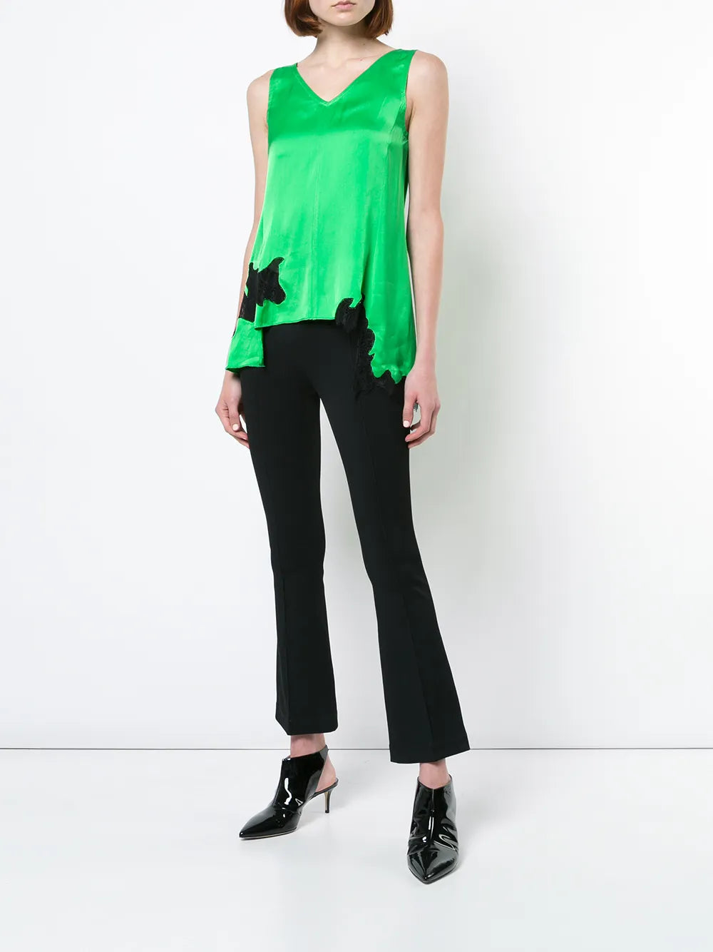 Cropped Flare Rib Trousers
