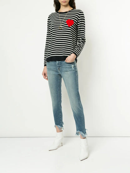 Breton Stripe Heart Jumper