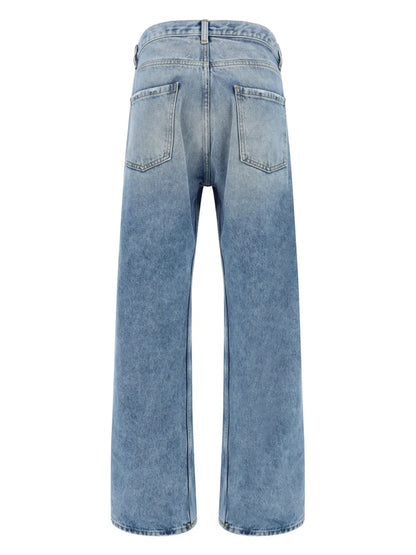 Contrast-Pocket Straight-Leg Jeans