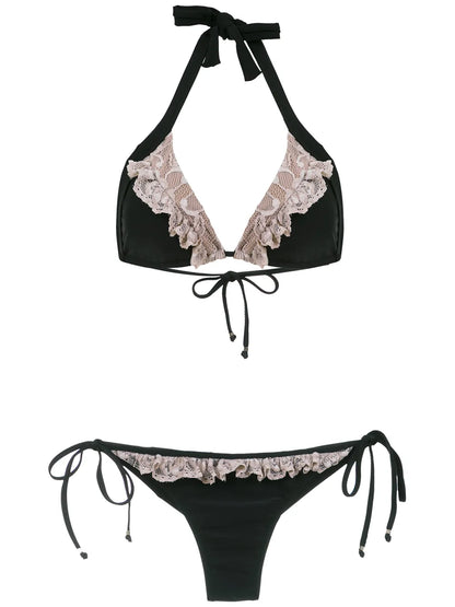 Lace Panel Bikini Set