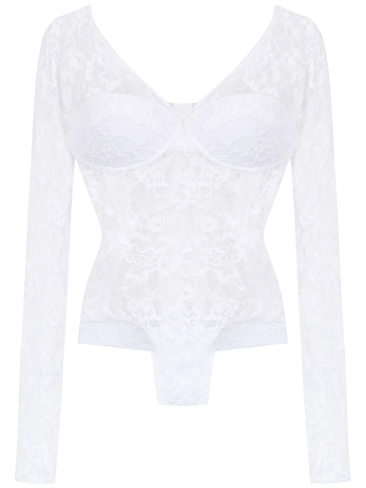 Long Sleeved Lace Bodysuit