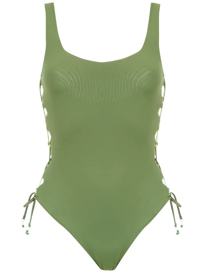 Lace Up Detail Swimsuit