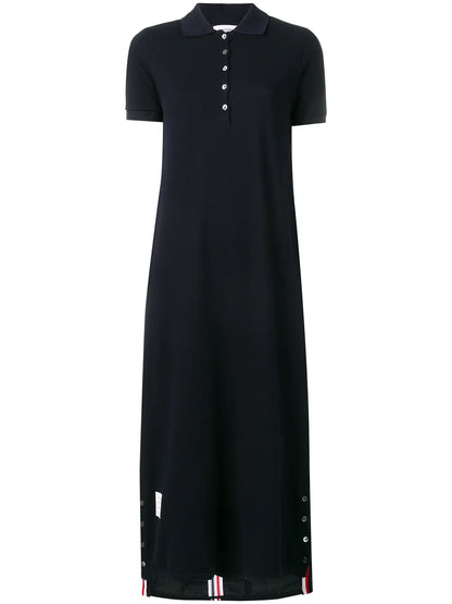 Center-Back Stripe Piqué Polo Dress