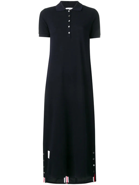 Center-Back Stripe Piqué Polo Dress