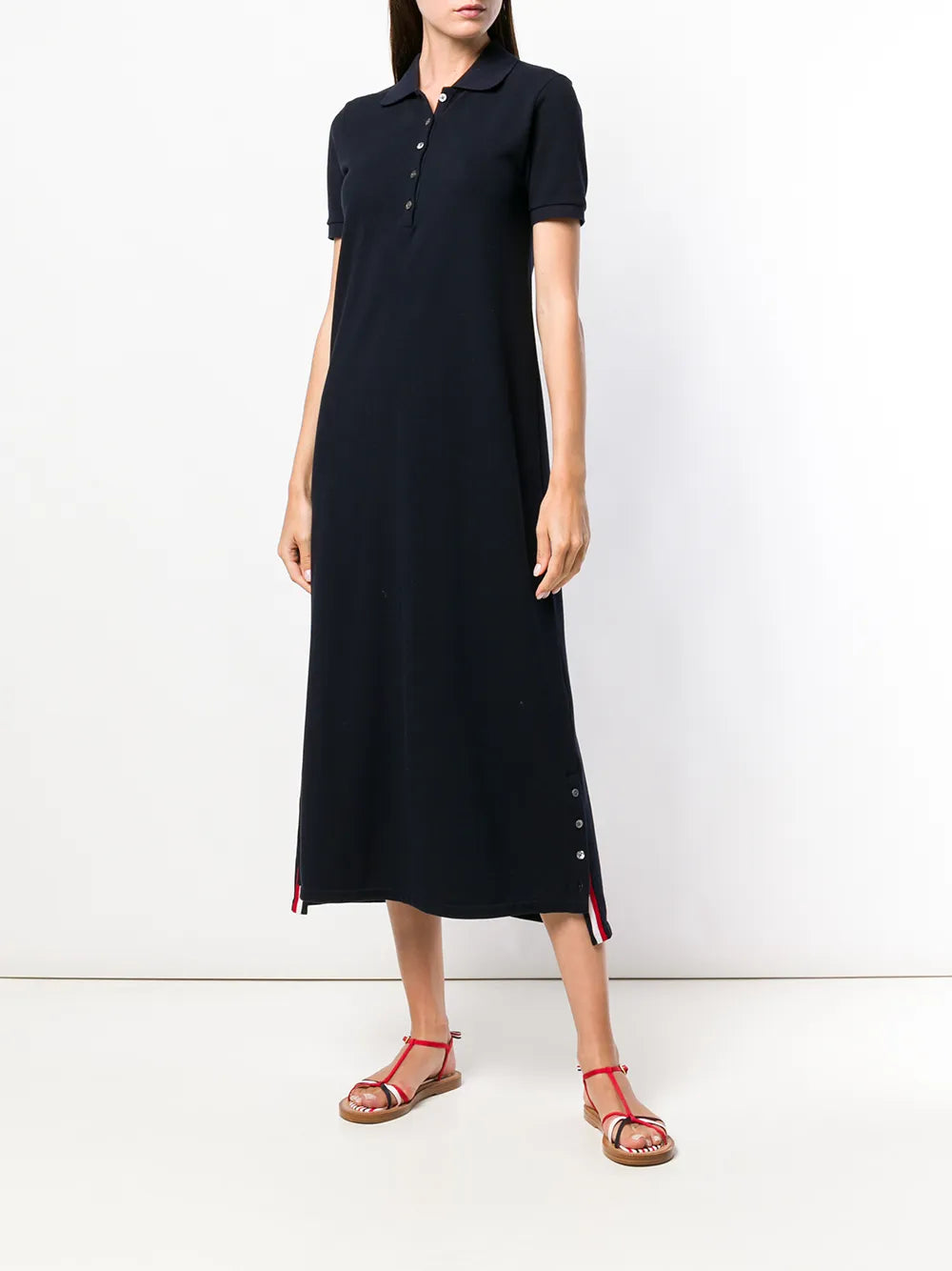 Center-Back Stripe Piqué Polo Dress