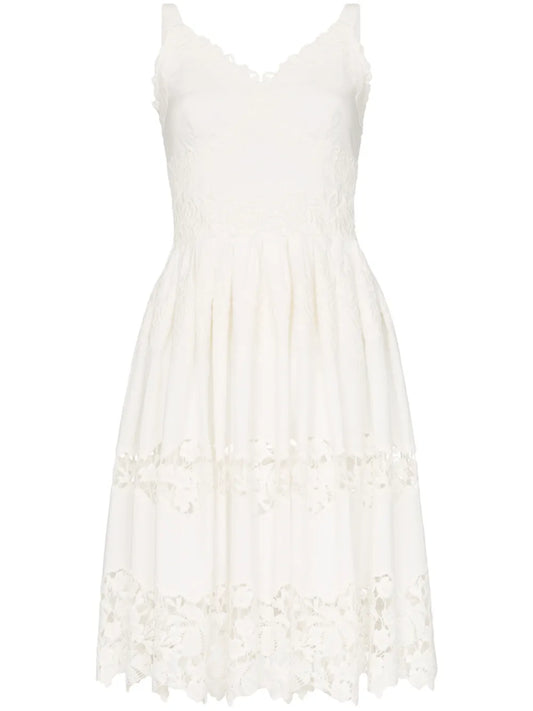 Floral Embroidered Cutout Midi-Dress