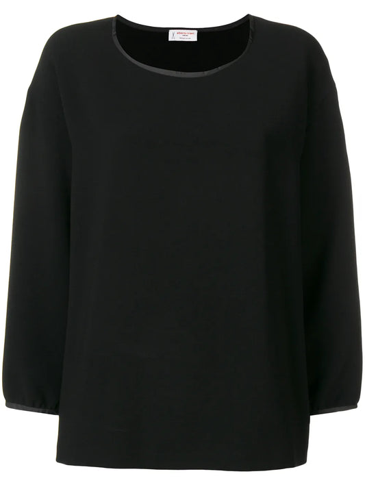 Satin Trim Crepe Blouse
