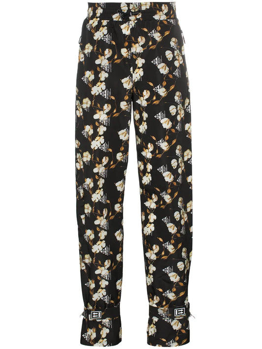 Floral Design Jogger Pants "Black"