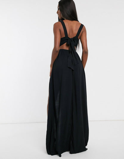 Tall Tie Back Beach Maxi Dress With Twist Front Detail