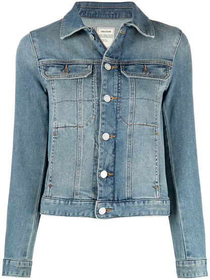 Button-Front Denim Jacket