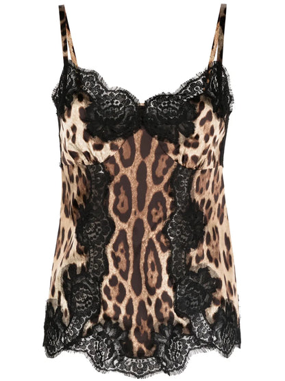 Leopard-Print Satin Camisole Top