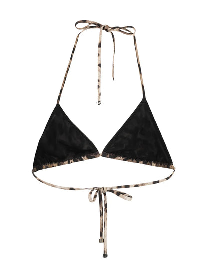 Leopard-Print Triangle Bikini Top