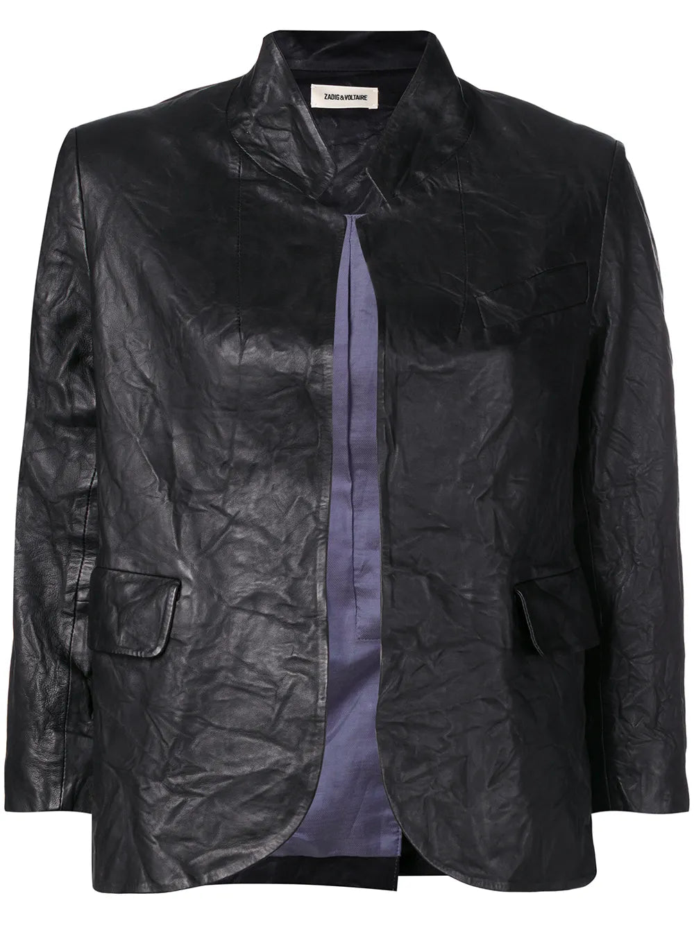 Creased Effect Leather Jacket