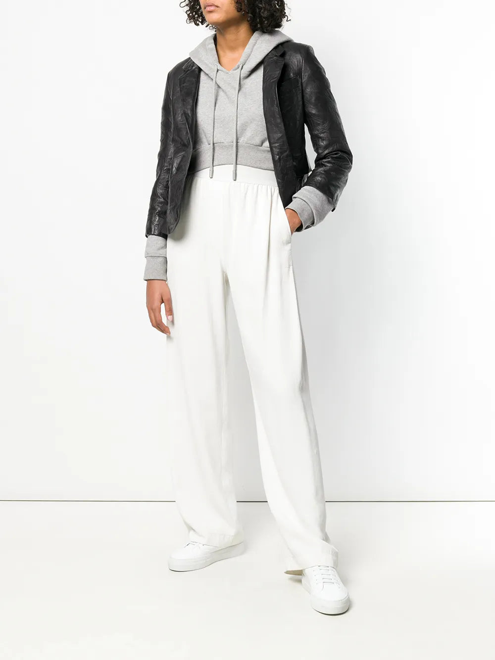 Creased Effect Leather Jacket