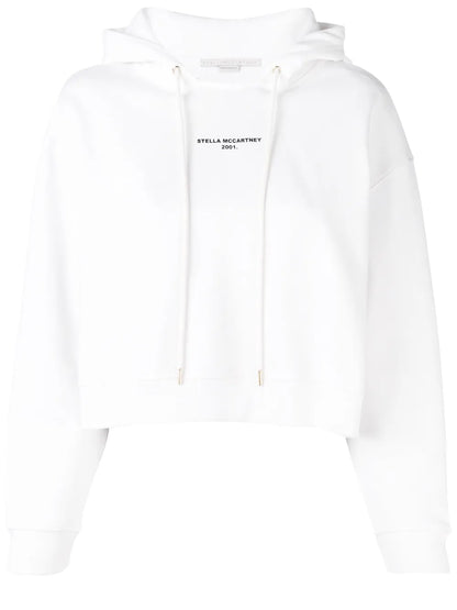 Cropped Logo Print Hoodie