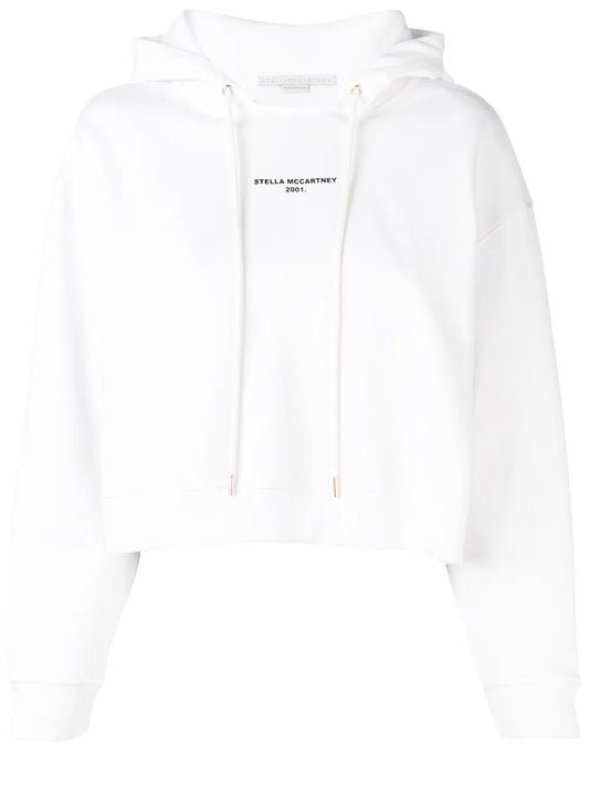 Cropped Logo Print Hoodie
