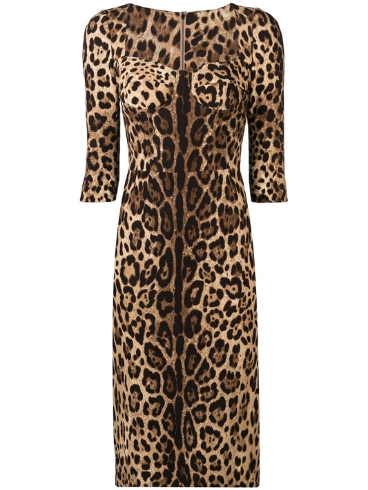 Leopard-Print Midi Dress