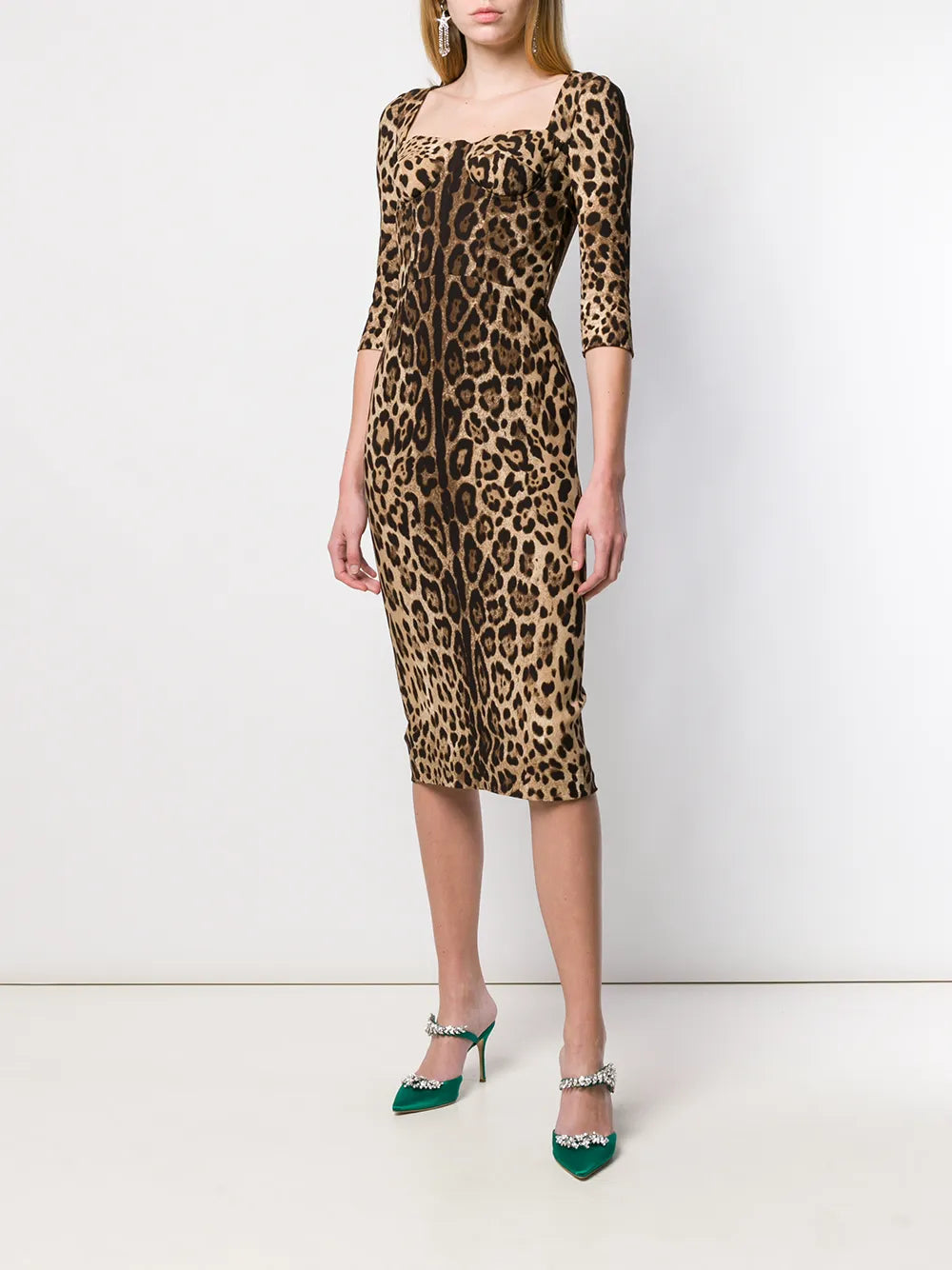 Leopard-Print Midi Dress