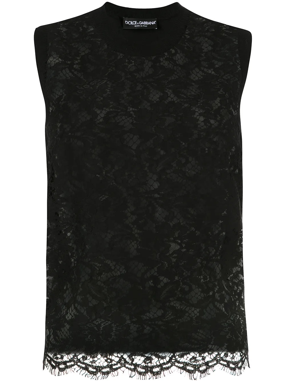 Lace-Overlay Sleeveless Tank Top