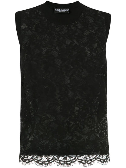 Lace-Overlay Sleeveless Tank Top