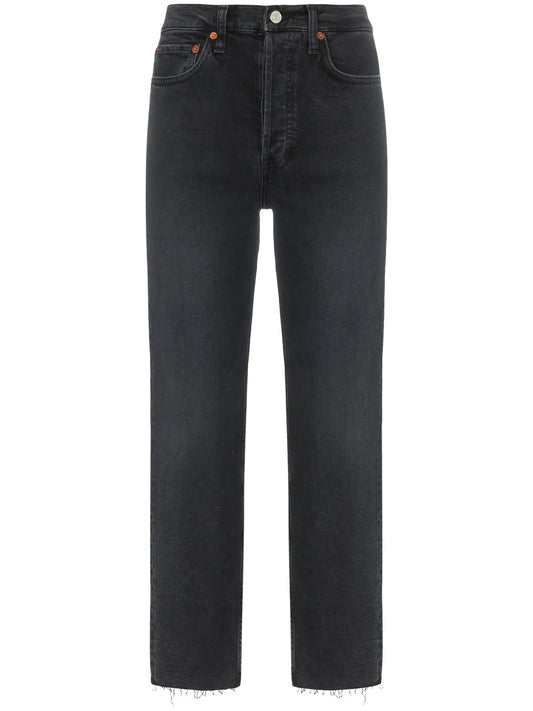 Stovepipe Raw Hem Jeans