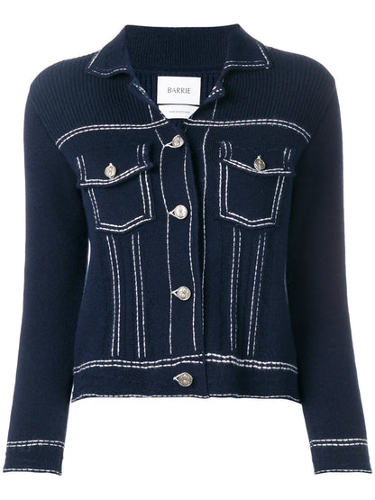 Contrast-Stitch Knitted Jacket