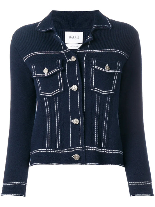 Contrast-Stitch Knitted Jacket