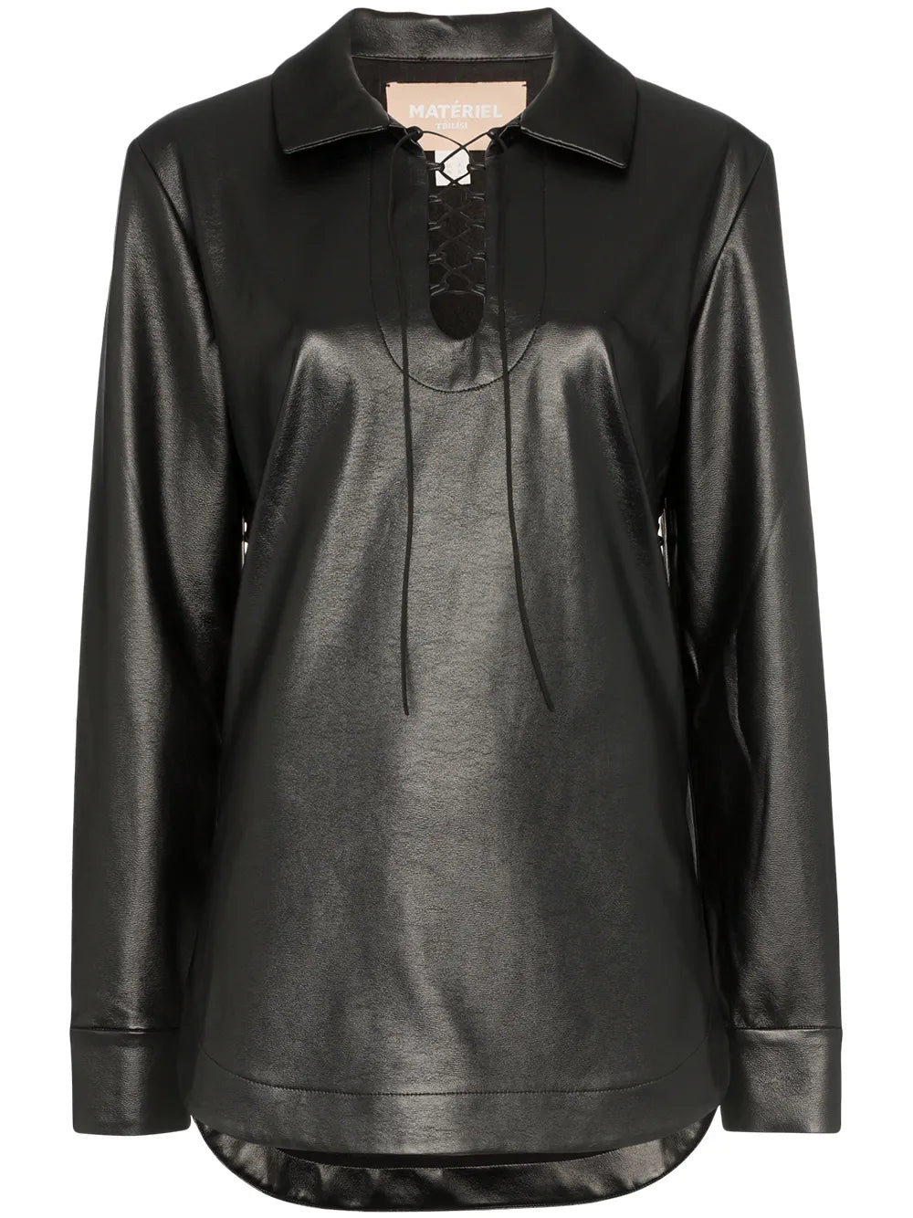 Faux Leather Lace-Up Top