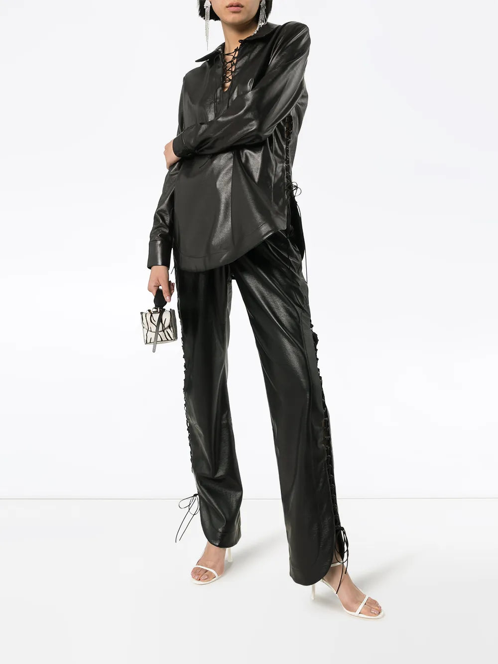 Faux Leather Lace-Up Top