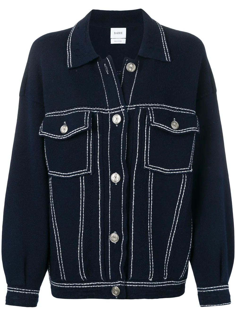 Contrast-Stitching Denim-Effect Jacket