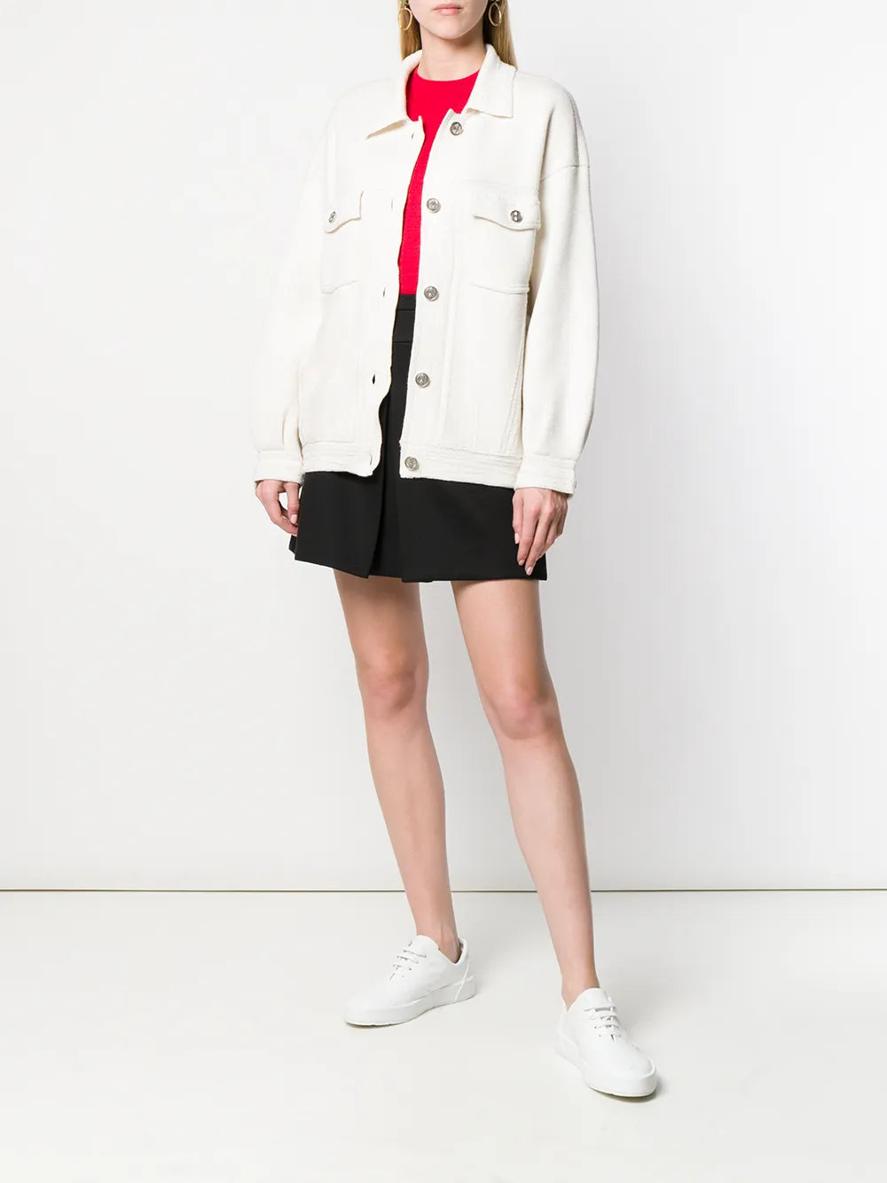 Contrast-Stitching Denim-Effect Jacket