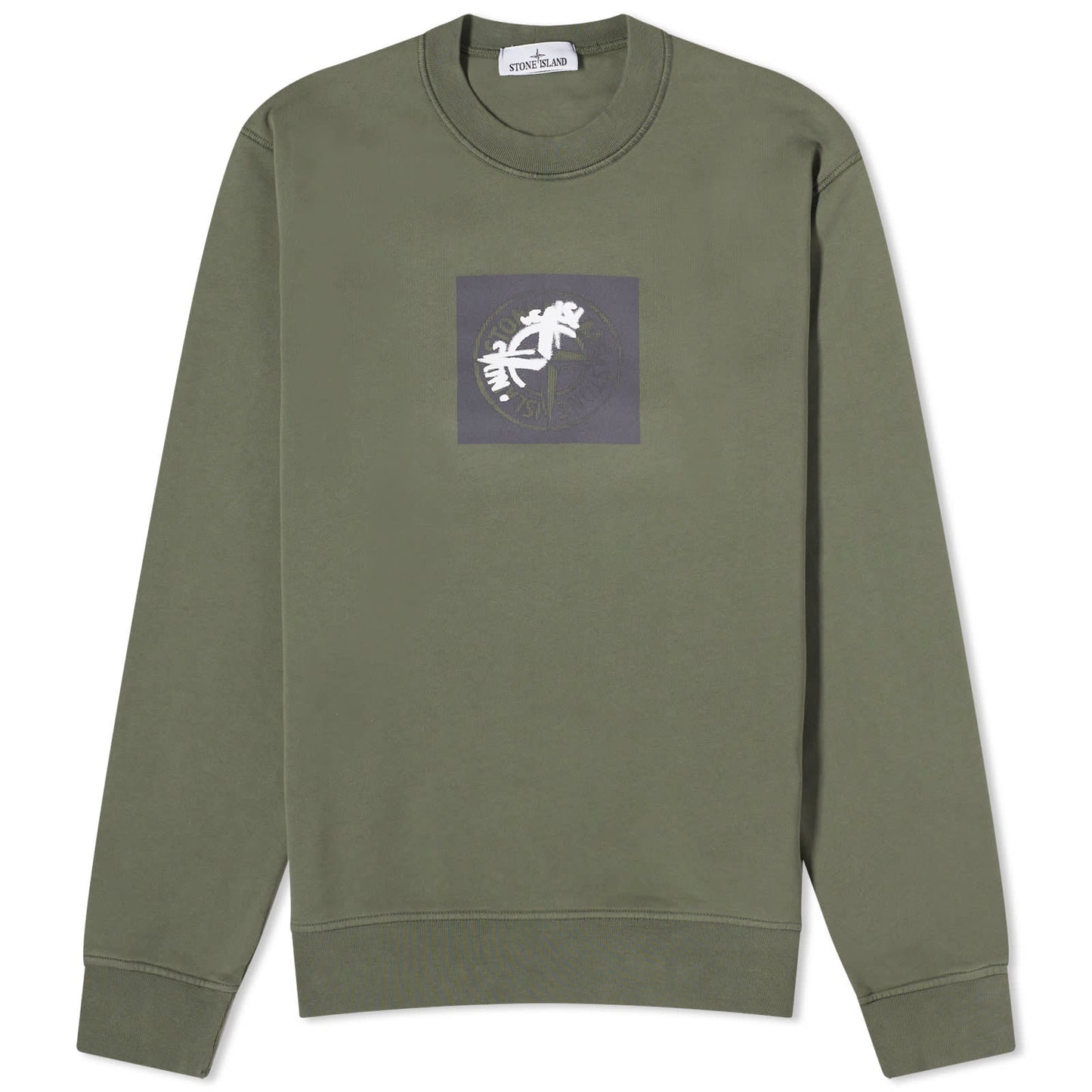 Institutional One Badge Print Crew Sweat