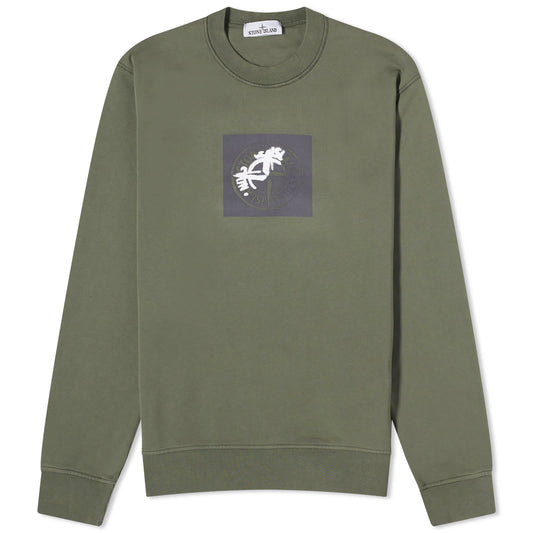 Institutional One Badge Print Crew Sweat