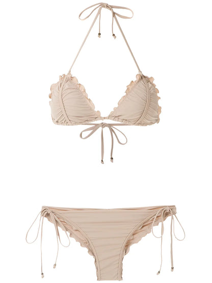 Scalloped Trim Bikini Set