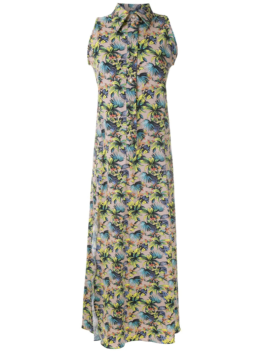 Sleeveless Floral Shirt Dress