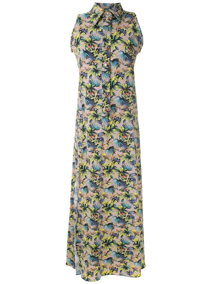 Sleeveless Floral Shirt Dress