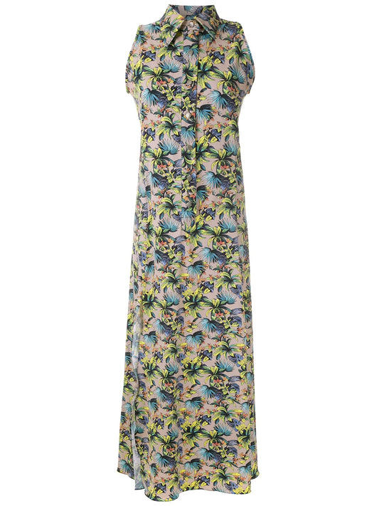 Sleeveless Floral Shirt Dress