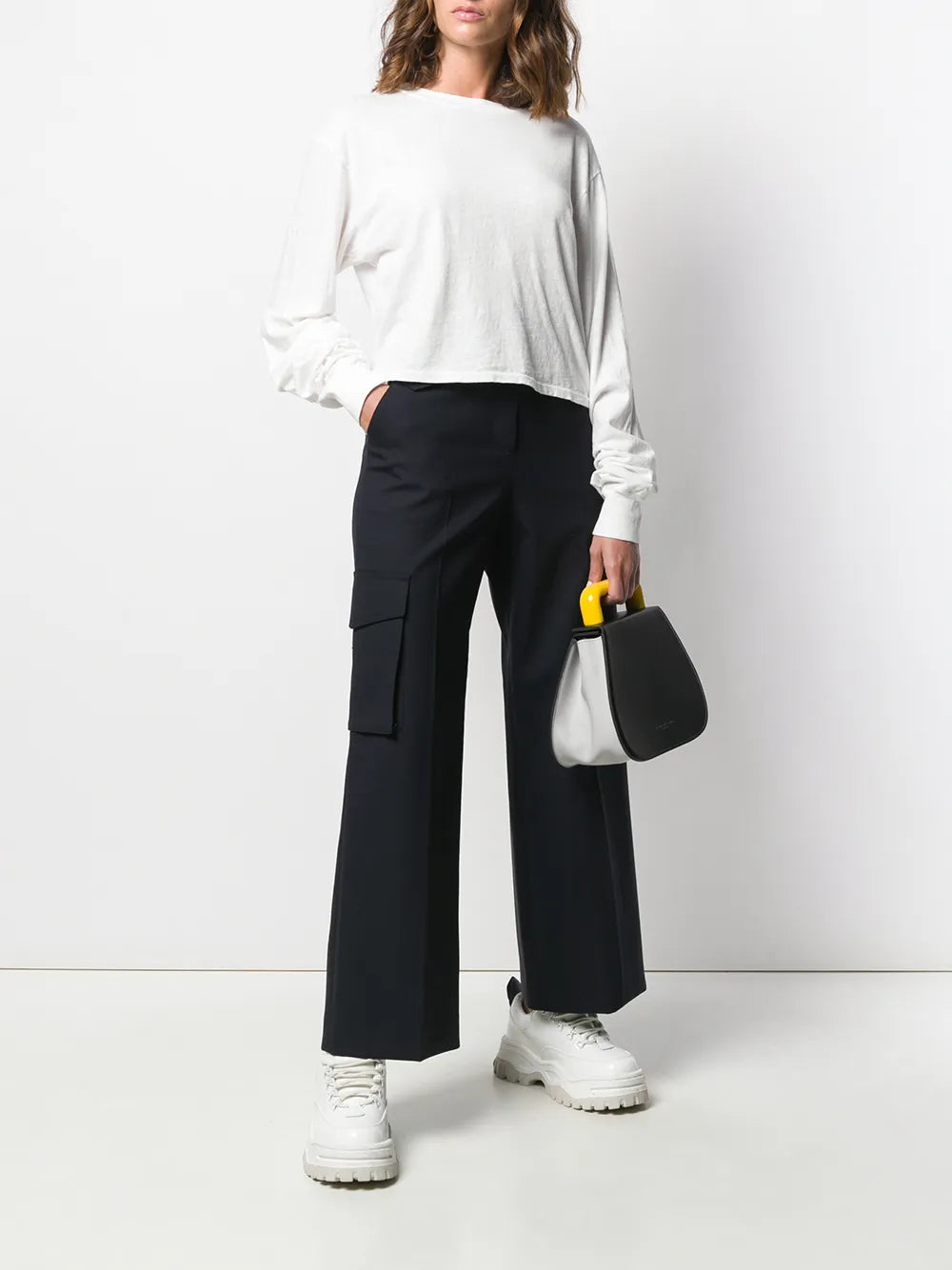 Jersey Long-Sleeved Cropped T-Shirt