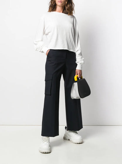 Jersey Long-Sleeved Cropped T-Shirt