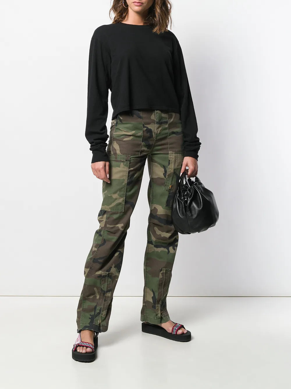 Jersey Long-Sleeved Cropped T-Shirt