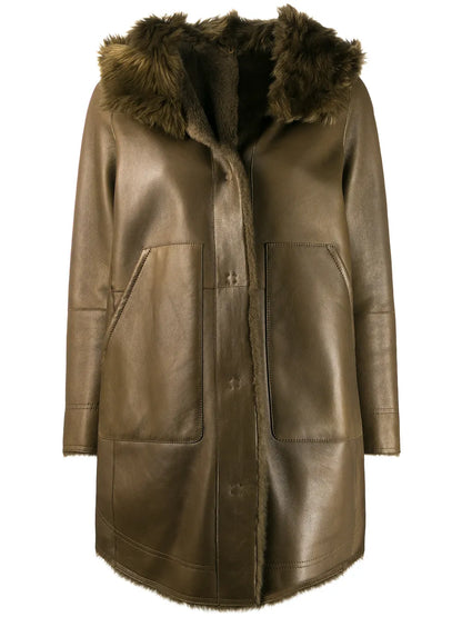 Hooded Shearling Coat